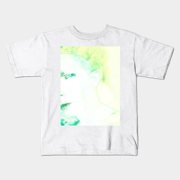 Portrait, digital collage and special processing. Face glimpse.Very beautiful guy. Very soft. Bright, aquamarine. Kids T-Shirt by 234TeeUser234